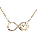 Collier en argent et dorure jaune cha�ne avec pendentif infini et coeur 42 + 3cm