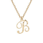Collier en argent et dorure jaune chane avec pendentif lettre anglaise b diamant 40 + 4cm