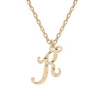 Collier en argent et dorure jaune cha�ne avec pendentif lettre anglaise k diamant� 40 + 5cm