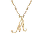 Collier en argent et dorure jaune chane avec pendentif lettre anglaise m diamant 40 + 4cm