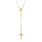 Collier en argent et dorure jaune chapelet avec perles en verre facette blanc 50 + 5cm Collier en argent et dorure jaune chapelet avec perles en verre facette blanc 50 + 5cm