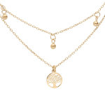 Collier en argent et dorure jaune double cha�ne avec pendentifs arbre de vie et 3 boules 40 + 5cm