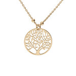 Collier en argent et dorure jaune fine boules pendentif arbre de vie 40 + 5cm