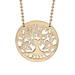 Collier en argent et dorure jaune maille boules avec pendentif arbre de vie 42 + 3cm