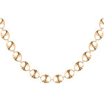Collier en argent et dorure jaune mailles fantaisie petite pastilles diamantes42 + 3cm