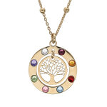Collier en argent et dorure jaune pendentif arbre de vie oxydes multi couleurs 40 + 4cm
