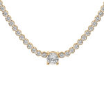 Collier en argent et dorure jaune rivi�re d'oxydes blancs sertis et gros oxyde blanc au centre 40 + 4cm ...