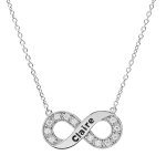 Collier en argent platin� cha�ne avec pendentif infini pr�nom � graver avec oxydes blancs sertis 42 + ...