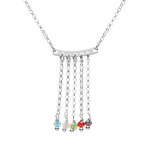 Collier argent rhodi 5 chanettes avec perles multicouleur rglable 42  45cm