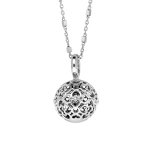 Collier en argent rhodi avec bola de grossesse motifs curs ajours 13mm longueur 90 + 10cm