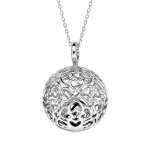 Collier en argent rhodi avec bola de grossesse motifs curs ajours 20mm longueur 90 + 10cm