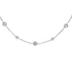 Collier en argent rhodi� avec boules en oxydes blancs 42 + 3cm
