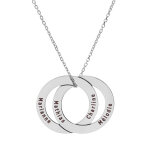 Collier en argent rhodi� cha�ne avec 2 anneaux fixes pr�noms � graver 40 + 5cm