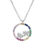 Collier en argent rhodié chaîne avec cercle de pierres multicouleurs et papillons oxydes blancs sertis ... Collier en argent rhodié chaîne avec cercle de pierres multicouleurs et papillons oxydes blancs sertis ...