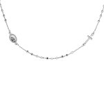 Collier en argent rhodi chane avec croix et mdaille religieuse longueur 43, 5cm