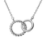 Collier en argent rhodi� cha�ne avec double anneaux entremel�s lisse et torsade 40 + 4cm