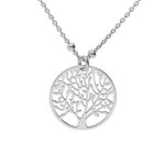 Collier en argent rhodi� cha�ne fines boules avec pendentif arbre de vie 40 + 5cm
