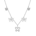 Collier en argent rhodié chaîne avec pampilles papillon 40 + 5cm Collier en argent rhodié chaîne avec pampilles papillon 40 + 5cm