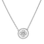 Collier en argent rhodié chaîne avec pastille blanche motif croix et oxydes blancs sertis 38 + 4cm Collier en argent rhodié chaîne avec pastille blanche motif croix et oxydes blancs sertis 38 + 4cm