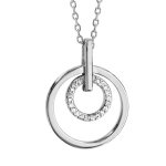 Collier en argent rhodié chaîne avec pendentif 1 anneau lisse et 1 anneau orné d'oxydes blancs à l'intérieur ... Collier en argent rhodié chaîne avec pendentif 1 anneau lisse et 1 anneau orné d'oxydes blancs à l'intérieur ...