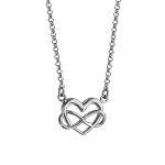 Collier en argent rhodi chane avec pendentif 1 coeur et 1 symbole infini entremls - longueur 40cm ...