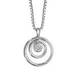Collier en argent rhodié chaîne avec pendentif 2 anneaux avec 1 oxyde blanc au centre - longueur 41, ... Collier en argent rhodié chaîne avec pendentif 2 anneaux avec 1 oxyde blanc au centre - longueur 41, ...