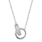 Collier en argent rhodié chaîne avec pendentif 2 anneaux emmaillés, 1 lisse et l'autre orné d'oxydes ... Collier en argent rhodié chaîne avec pendentif 2 anneaux emmaillés, 1 lisse et l'autre orné d'oxydes ...
