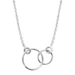 Collier en argent rhodié chaîne avec pendentif 2 anneaux emmaillés - longueur 40cm + 5cm de rallonge Collier en argent rhodié chaîne avec pendentif 2 anneaux emmaillés - longueur 40cm + 5cm de rallonge