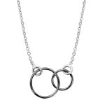 Collier en argent rhodié chaîne avec pendentif 2 anneaux rhodiés noirs emmaillés - longueur 40cm + 5cm ... Collier en argent rhodié chaîne avec pendentif 2 anneaux rhodiés noirs emmaillés - longueur 40cm + 5cm ...