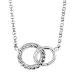 Collier en argent rhodié chaîne avec pendentif 2 anneaux de taille différente emmaillés, 1 gros orné ... Collier en argent rhodié chaîne avec pendentif 2 anneaux de taille différente emmaillés, 1 gros orné ...