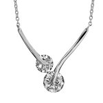 Collier en argent rhodi� cha�ne avec pendentif 2 baguettes lisses avec 1 oxyde rond blanc � chaque extr�mit� ...