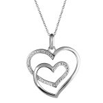 Collier en argent rhodie chaîne avec pendentif 2 coeurs faits avec 1 seul brin et ornés d'oxydes blancs ... Collier en argent rhodie chaîne avec pendentif 2 coeurs faits avec 1 seul brin et ornés d'oxydes blancs ...