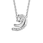 Collier en argent rhodi� cha�ne avec pendentif 2 virgules dont 1 orn�e d'oxydes blancs sertis et avec ...