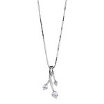 Collier en argent rhodi� cha�ne avec pendentif 3 tiges avec 1 oxyde blancs serti � chaque extr�mit� - ...