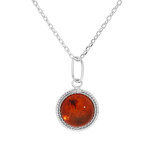 Collier en argent rhodi chane avec pendentif ambre vritable (8mm) 40 + 5cm