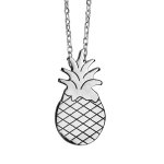 Collier en argent rhodi� cha�ne avec pendentif ananas - longueur 42cm + 3cm de rallonge