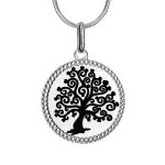Collier en argent rhodi chane avec pendentif arbre de vie noir longueur 40 + 3cm