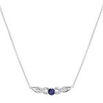 Collier en argent rhodi� cha�ne avec pendentif barrette saphir v�ritable et topazes blanches 42 + 3cm ...