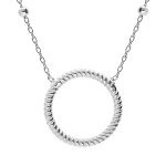 Collier en argent rhodi� cha�ne avec pendentif cercle torsad� �vid� 40 + 5cm