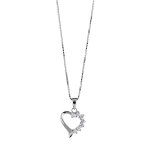 Collier en argent rhodié chaîne avec pendentif coeur avec 1 moitié en oxydes blancs - longueur 42cm + ... Collier en argent rhodié chaîne avec pendentif coeur avec 1 moitié en oxydes blancs - longueur 42cm + ...