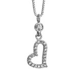 Collier en argent rhodi chane avec pendentif coeur asymtrique ajour orn d'oxydes blancs sertis - ...