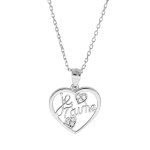 Collier en argent rhodi� cha�ne avec pendentif coeur �crit je t'aime 40 + 5cm