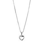 Collier en argent rhodié chaîne avec pendentif coeur évidé avec 1 moitié lisse et l'autre ornée d'oxydes ... Collier en argent rhodié chaîne avec pendentif coeur évidé avec 1 moitié lisse et l'autre ornée d'oxydes ...