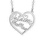 Collier en argent rhodi� cha�ne avec pendentif coeur �vid� d�coup�  je t'aime maman  - longueur 40cm ...