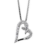 Collier en argent rhodié chaîne avec pendentif coeur évidé orné d'oxydes blancs suspendu en biais - longueur ... Collier en argent rhodié chaîne avec pendentif coeur évidé orné d'oxydes blancs suspendu en biais - longueur ...