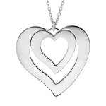 Collier en argent rhodi chane avec pendentif coeur  graver 1, 2, 3 ou 4 prnoms longueur 40 + 5cm