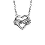 Collier en argent rhodi� cha�ne avec pendentif coeur et infini oxydes blancs sertis 42cm