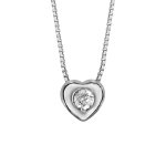 Collier en argent rhodi� cha�ne avec pendentif coeur avec oxyde blanc serti au centre - longueur 41, ...