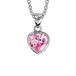 Collier en argent rhodi� cha�ne avec pendentif coeur en oxyde rose serti clos - longueur 40cm + 4cm de ...