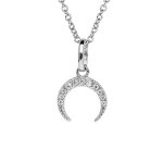 Collier en argent rhodi� cha�ne avec pendentif croissant de lune pav� d'oxydes blancs sertis 40 + 4cm ...
